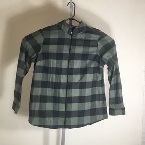 DENIM & CO WOVEN PLAID SHIRT COZY
